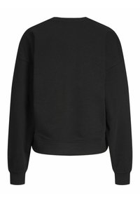 Felpa nera a maniche lunghe con colletto a girocollo, caratterizzata da una vestibilità rilassata, polsini a coste e una texture liscia. Nessun logo o motivo visibile.