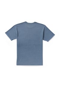 T-shirt med korte ærmer i blød blå bomuld, med en klassisk rund hals og en glat tekstur, uden synlige mønstre eller accenter.