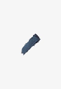Metallic blue eyeshadow swatch with a textured finish, featuring fine glitter particles and a slightly uneven edge.
