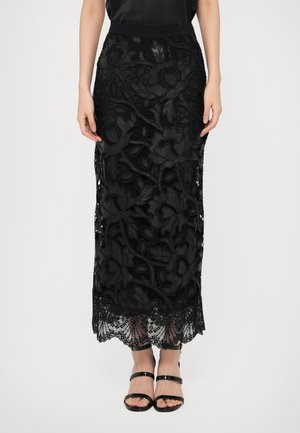 SKIRT FLORAL CUT OUT - Jupe longue - nero