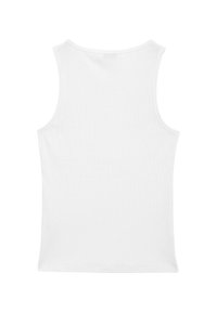 Top senza maniche di colore bianco realizzato in tessuto liscio, con scollatura tonda, bordi puliti e una silhouette aderente, privo di motivi o hardware visibile.