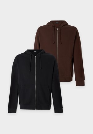 YOURTURN by Zalando, UNISEX 2 PACK  - Φούτερ με φερμουάρ - black/coffee bean