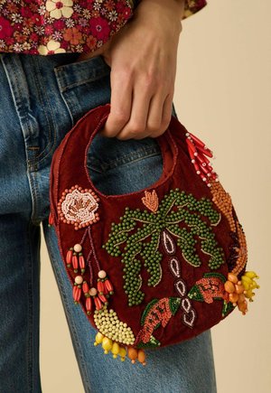 Sissy-Boy, SISSY-BOY SAMT-TASCHE MIT PERLENSTICKEREI - Handbag - d.rood