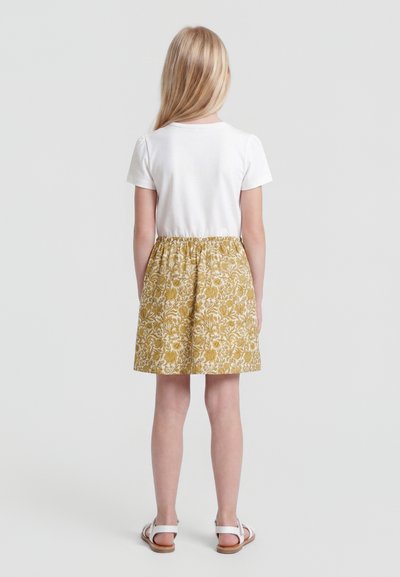 Versace DRESS LIBERTY FLORAL LOGO - Φόρεμα ημέρας - white/gold-coloured/light sand