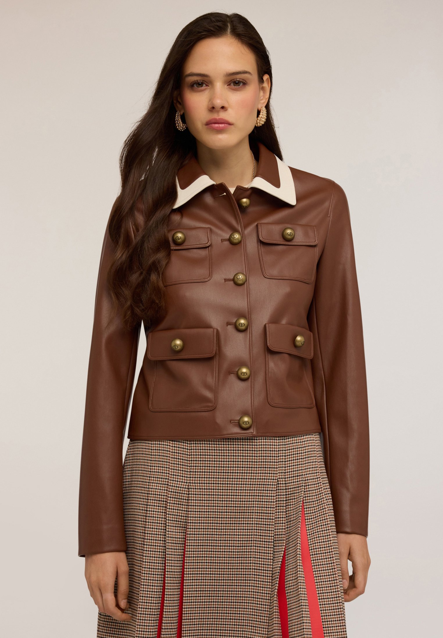 Motivi Faux leather jacket marrone/brown Zalando