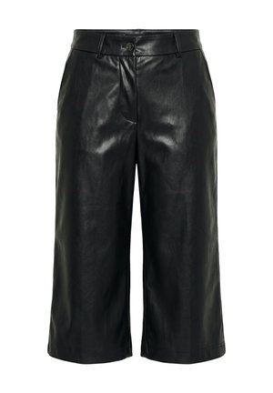 MIAMODA, FAUX LEATHER CULOTTES, WIDE LEG - Stoffhose - black