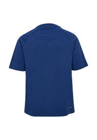 Blå kortärmad t-shirt i bomullsblandning, med rund halsringning och en enkel design utan synliga mönster eller detaljer.