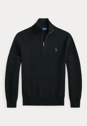 Polo Ralph Lauren MESH KNIT COTTON QUARTER ZIP SWEATER - Πουλόβερ - black