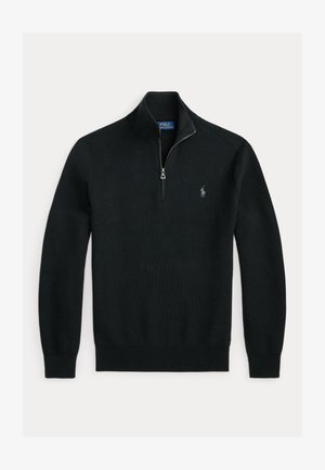 Polo Ralph Lauren, MESH KNIT COTTON QUARTER ZIP SWEATER - Pulóver - black