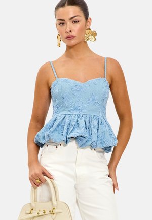 Top - flowers big   blue