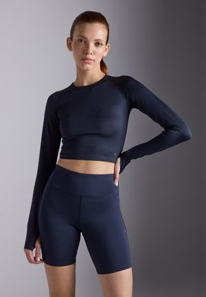 ESSENTIAL CROPPED LONG SLEEVE TOP WITH THUMB HOLES - Långärmad tröja - dark blue