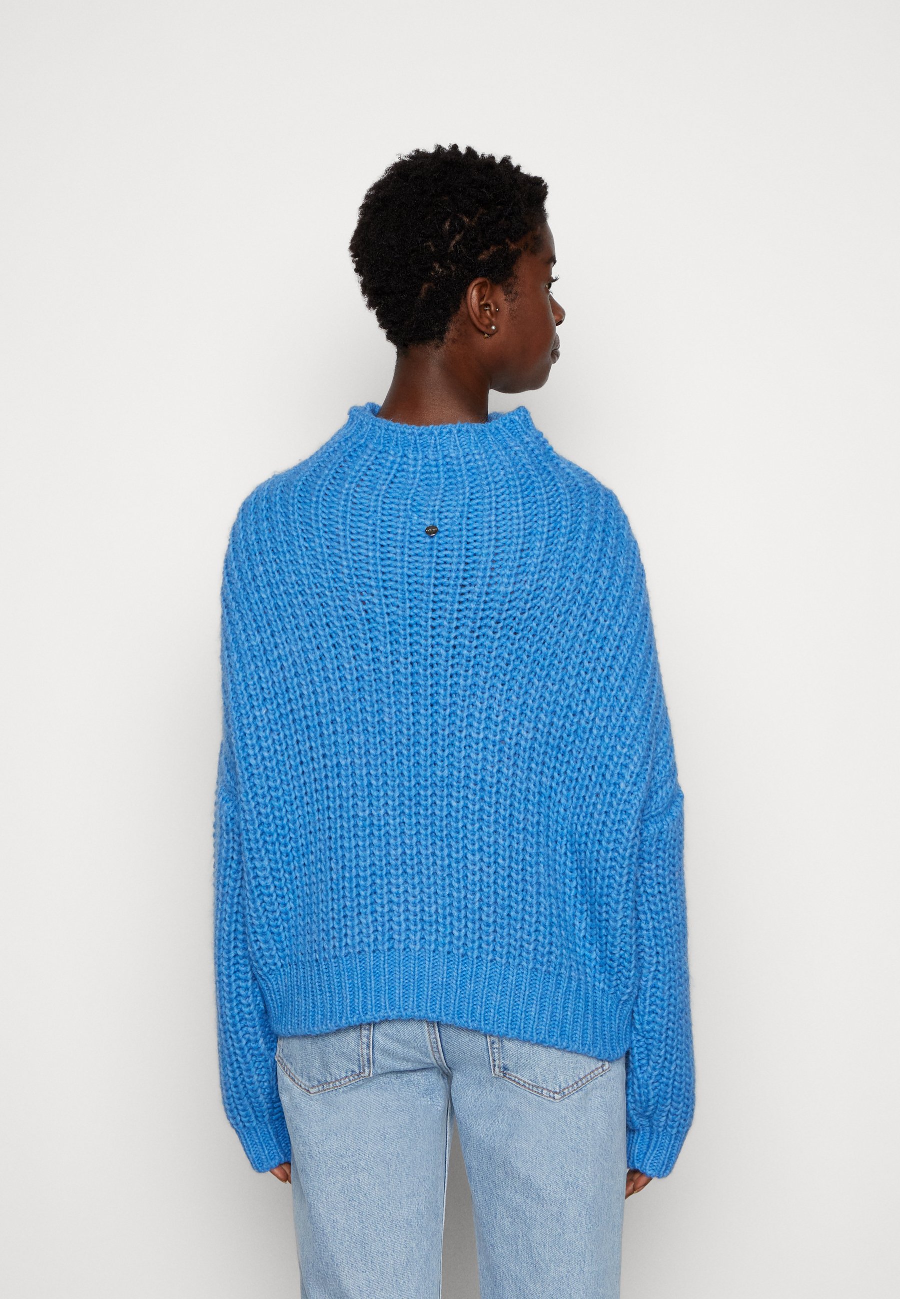 royal blue mock neck sweater