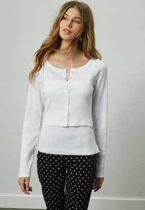 Next, REGULAR FIT - POINTELLE LONG SLEEVE LAYERED TOP - T-shirt à manches longues - white