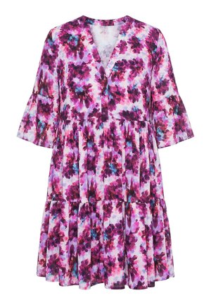 Studio Untold, ABSTRACT FLOWER PRINT FLOUNCE DRESS - Vapaa-ajan mekko - blue mint