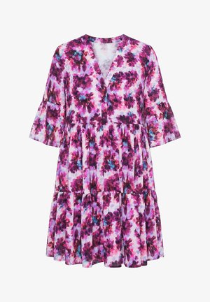 Studio Untold, ABSTRACT FLOWER PRINT FLOUNCE DRESS - Jurk - blue mint