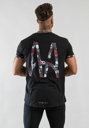 ROSES SKULL TEE - T-shirt med print - svart