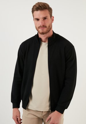 Buratti REGULAR FIT - Majica s kapuljačom i patentnim zatvaračem - black