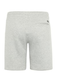 Light gray, cotton blend shorts with a smooth texture, elastic waistband, and a single back pocket. No visible patterns or accents.