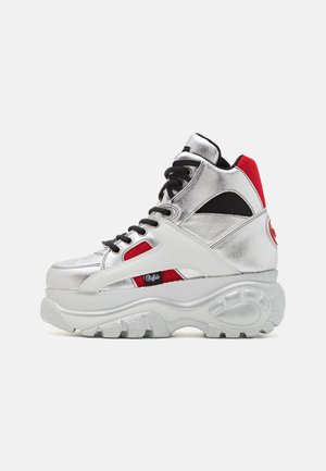 Buffalo Sneakers high - silver/white/red