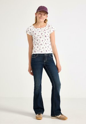 Lindex, LINDEX RIBBED SHORT-SLEEVED TOP LINDEX - T-shirts print - off white