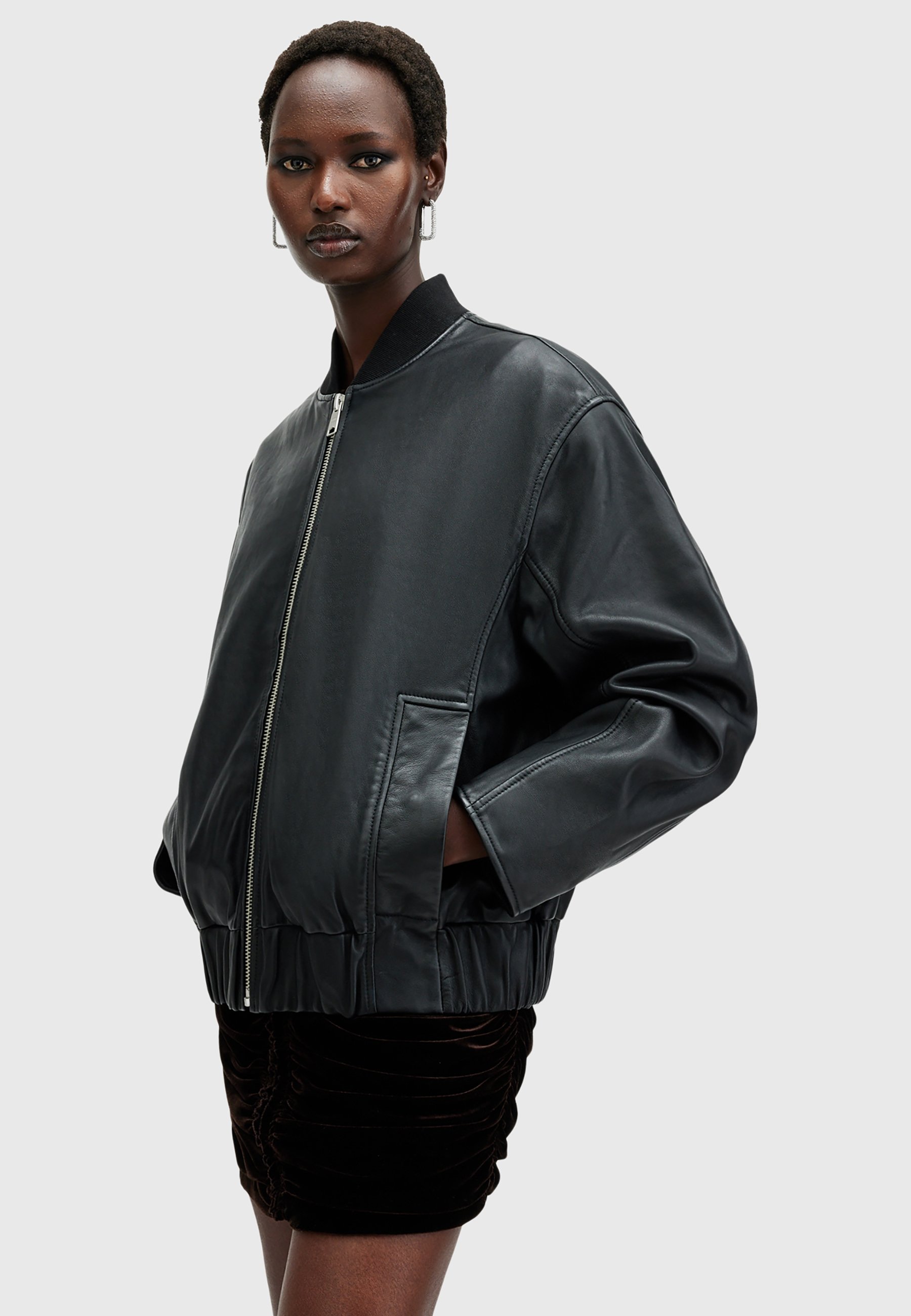 AllSaints YARA - Leather jacket - black - Zalando.co.uk