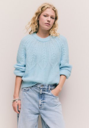 BLEND CABLE KNIT CREW NECK - Pulover - light blue
