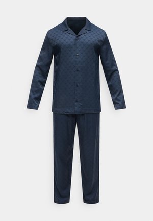 SHINY MONOGRAM PIGIAMA NIGHTWEAR LONG WITH SHIRT - Pižama - blue
