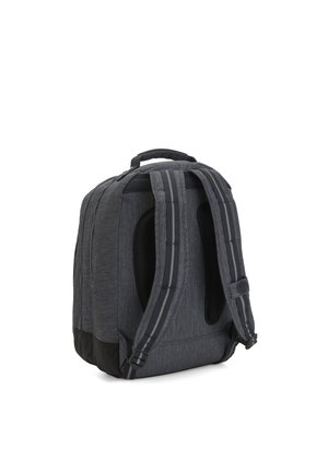 Šedý texturovaný látkový batoh s polstrovanými popruhy na ramena, síťovými akcenty a černým spodním panelem. Obsahuje horní držadlo pro nošení.