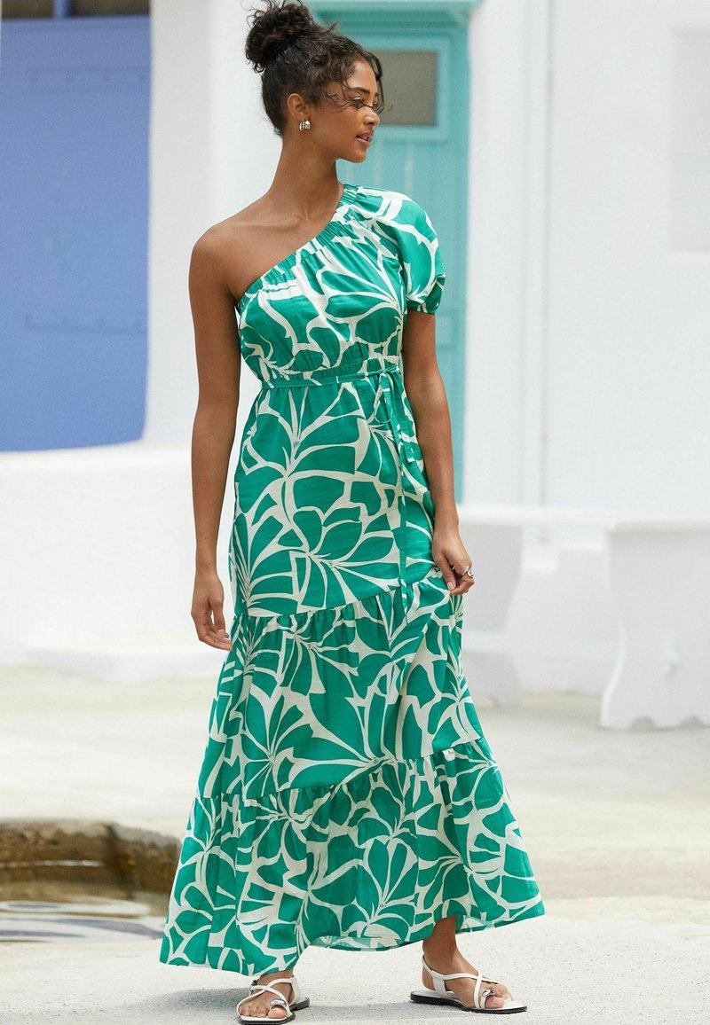 Friends Like These ONE SHOULDER SUMMER PRINTED - Maxi dress - green floral/ green - Zalando
