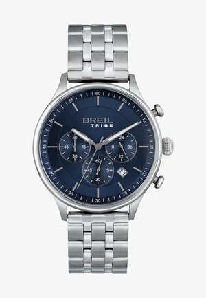 Zegarek Breil Tribe z bransoletą ze stali nierdzewnej, granatową tarczą, srebrnymi akcentami, trzema subtarczami i oknem daty na godz. 6.