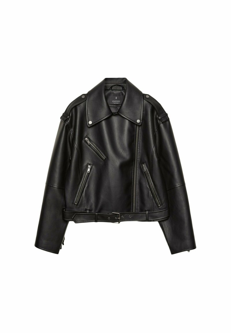 Stradivarius Leren jas zwart Stradivarius Leren jas zwart