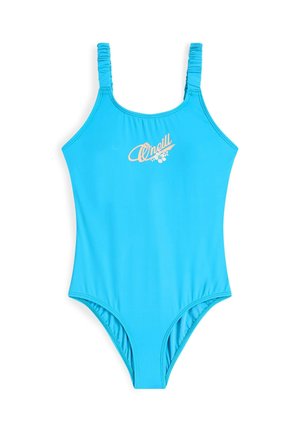 Erksinine üheosaline ujumistrikoo, millel on kurrutatud õlasidemed ja väikene oranž O'Neilli logo rinnal. Sile, veniv kangas.