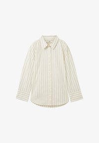Unselected, beige navy pinstripe