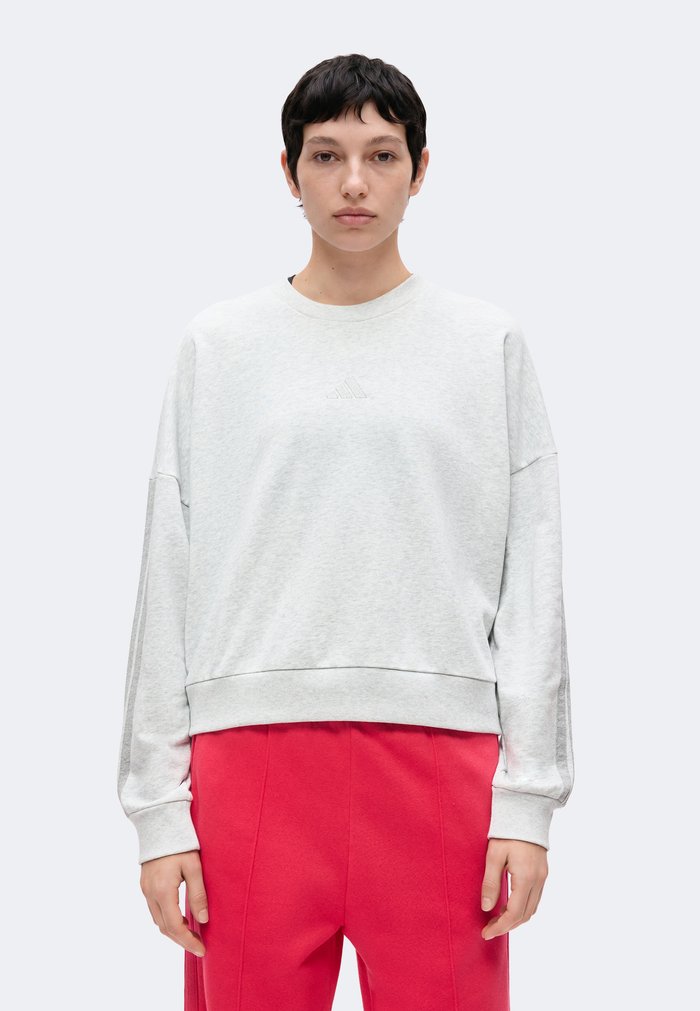 adidas ESSENTIALS 3 STRIPES - Sweatshirt - light grey heather/medium grey heather