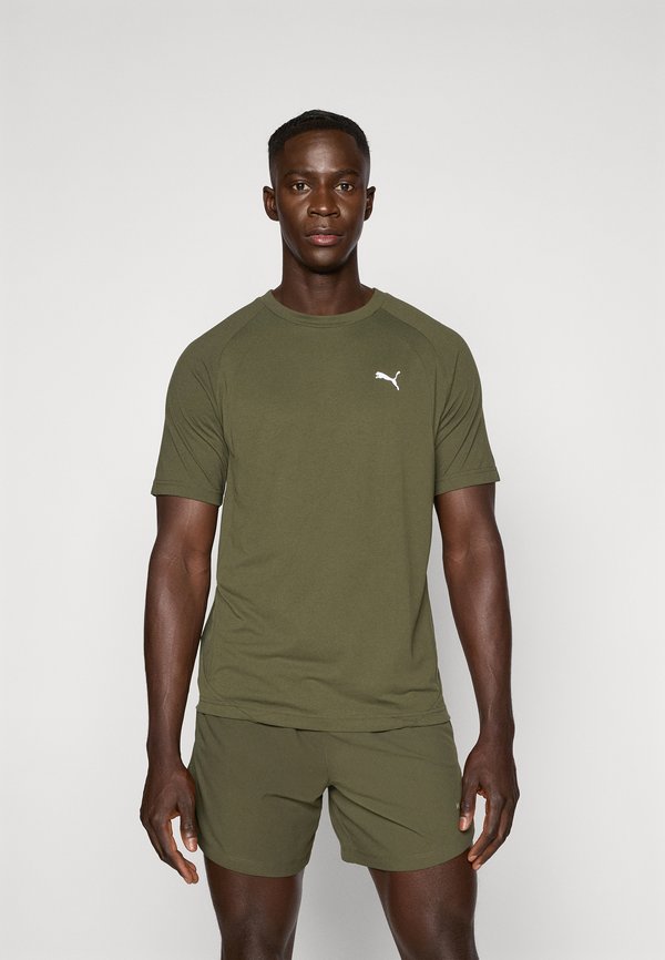 EVOSTRIPE TEE - Sports T-shirt - dark olive