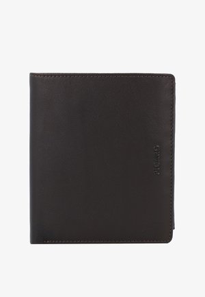 Dunkelbraune Lederbifold-Geldbörse mit sichtbaren Nähten und geprägtem "PICARD"-Logo in der unteren rechten Ecke.