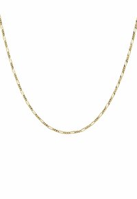 Collar de cadena de eslabones dorados con enlaces ovalados alargados, alternando con secciones retorcidas, espaciadas de manera uniforme, con un acabado suave.