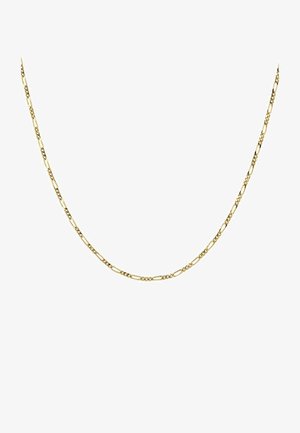 Collar de cadena de eslabones dorados con enlaces ovalados alargados, alternando con secciones retorcidas, espaciadas de manera uniforme, con un acabado suave.