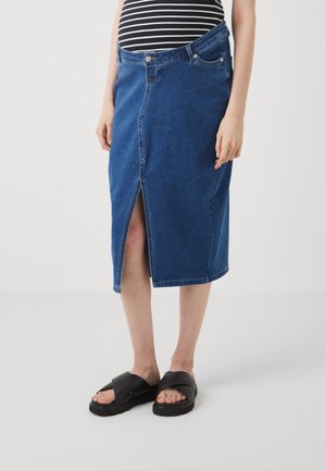 OLMSIRI FRONT SLIT SKIRT - Denim skirt - medium blue denim