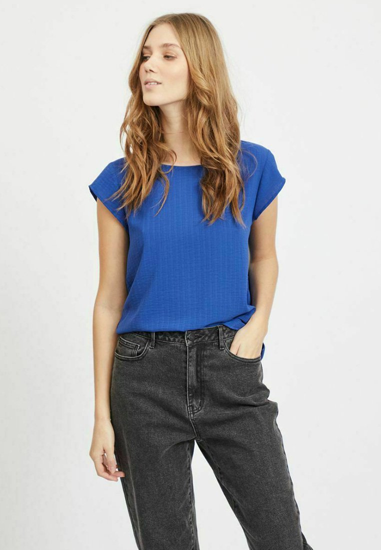 Vila T-Shirt Donna | Girotondo Stampato | Jersey Leggero | Casual Chic | Vita Quotidiana E Feste