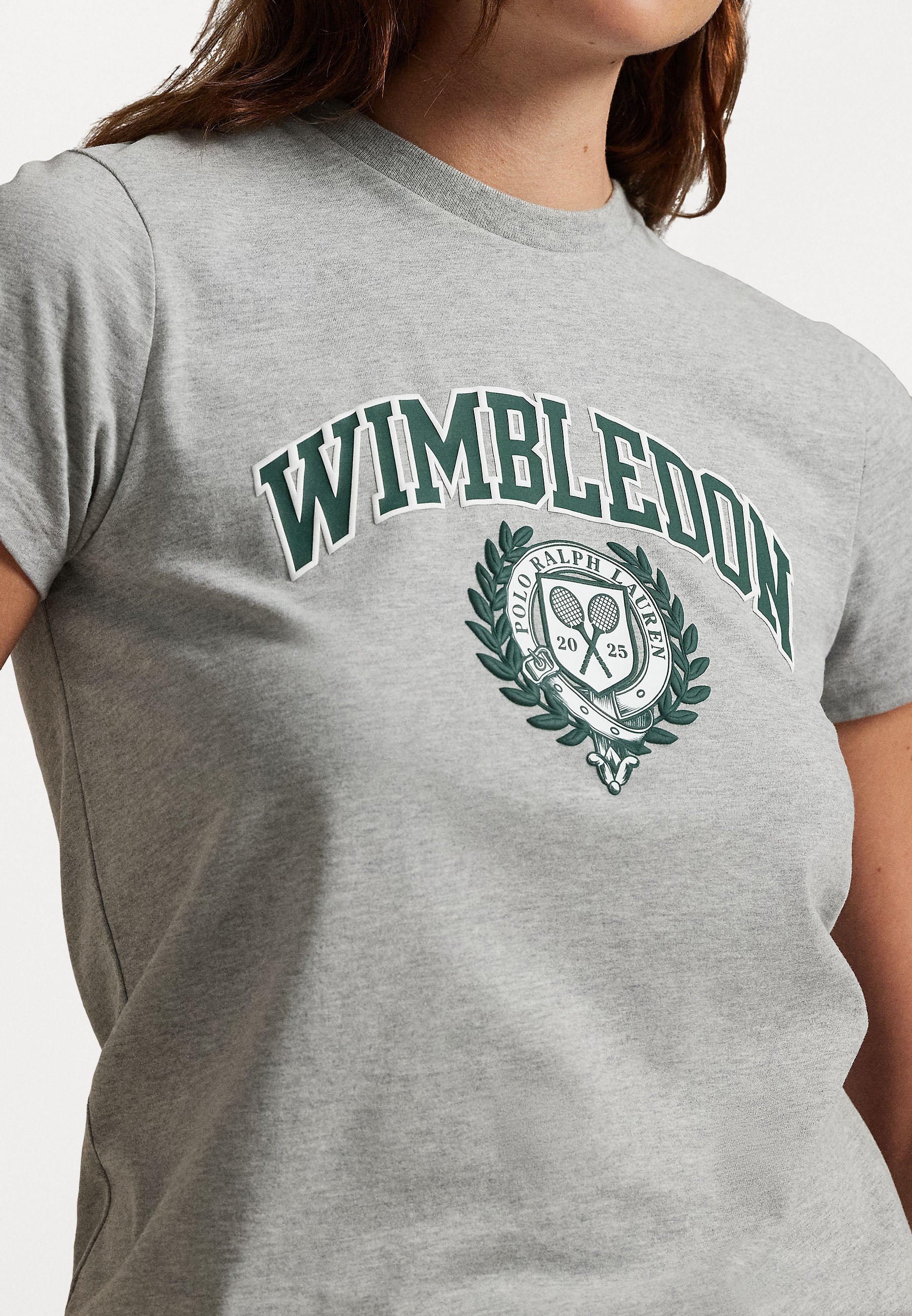 売れ筋商品|||ラルフローレン Tシャツ レディース トップス WIMBLEDON CREST JERSEY TEE - Print T-shirt - andover heather Polo Ralph Lauren WIMBLEDON CREST JERSEY TEE - Print T-shirt