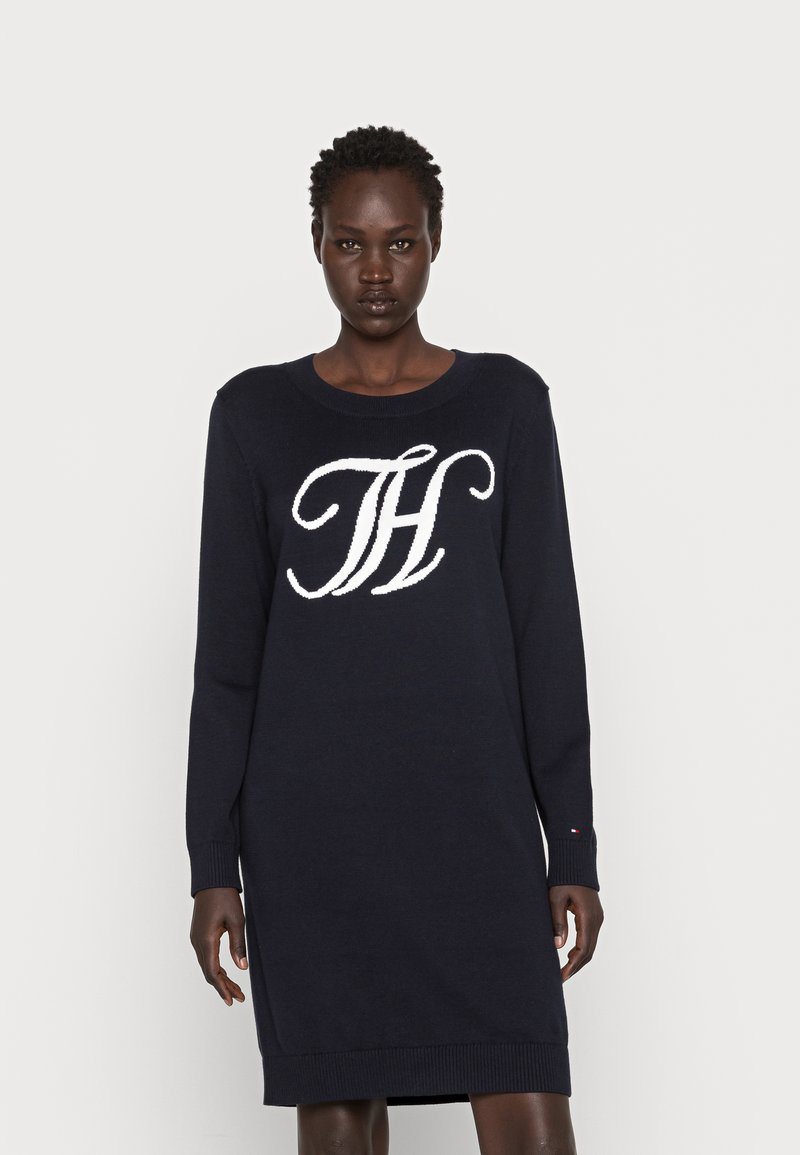 Tommy Hilfiger GRAPHIC OPEN DRESS Jumper dress desert sky/dark blue