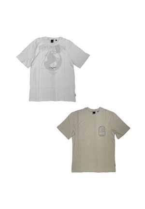 2ER PACK GESCHNITTEN RUNDHALS KURZARM - Print T-shirt - weiß-grau