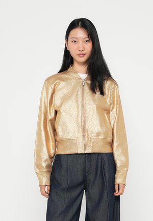 COATED SIGNATURE ZIP UP - Mikina so zipsom - light gold-coloured