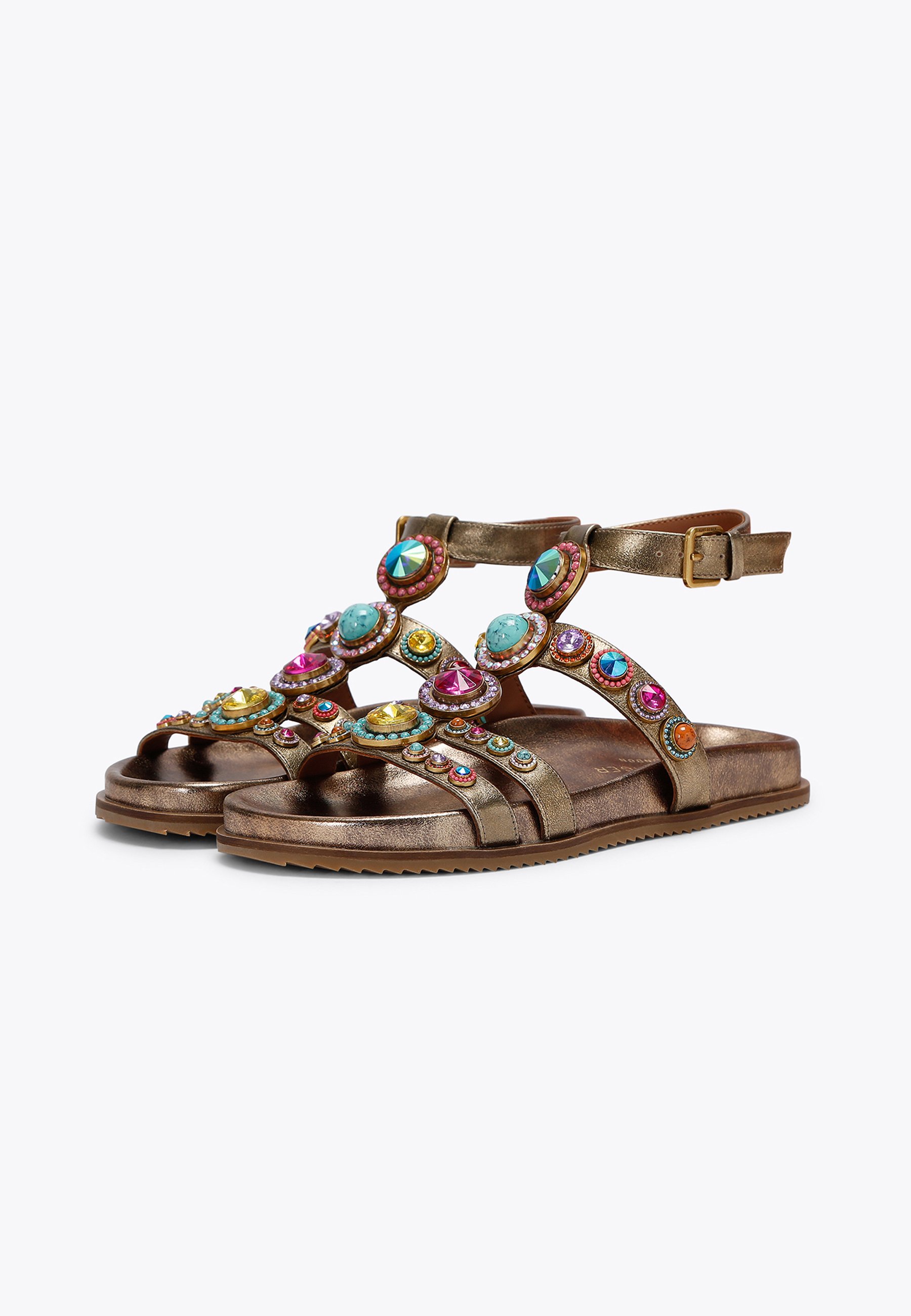 サンダル・ミュール   OCTAVIA FLEXI GLADIATOR SANDALS OCTAVIA FLEXI GLADIATOR Bronzed Gold Leather Sandal by KURT