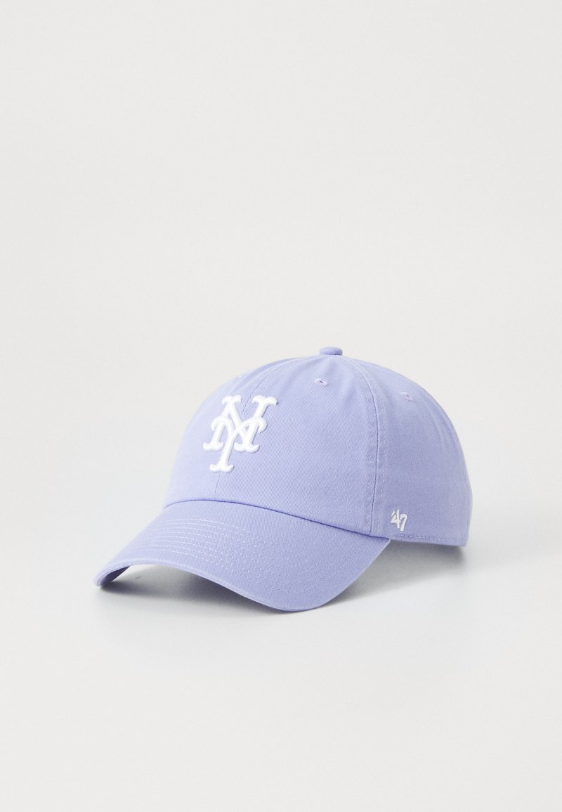 Lilac baseball cap made of cotton. Features embroidered white logo on the front and subtle branding detail on the side. Curved visor design.