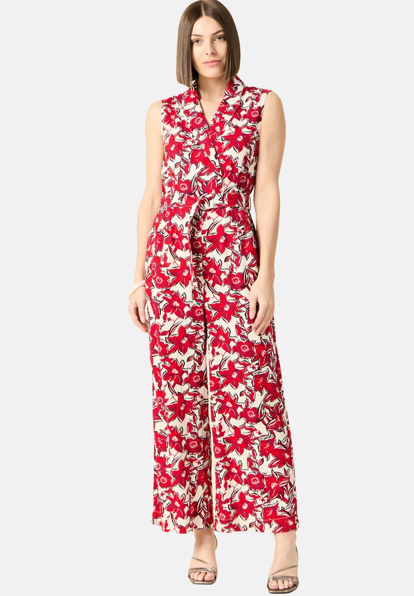 MIT GÜRTEL - Jumpsuit - rouge