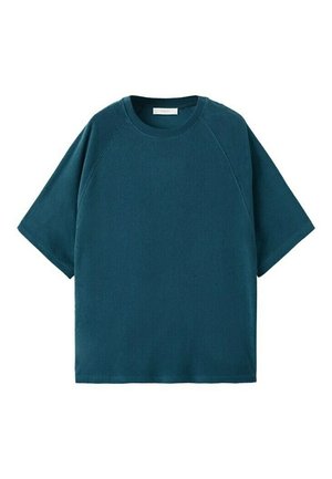 Tričko z tmavozeleného flísu s krátkym rukávom, okrúhlym výstrihom, raglánovými rukávmi a rovného strihu.