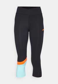 LINE POCKET - 3/4 pikkuses spordipüksid - black aqua