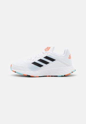 DURAMO UNISEX - Neutral running shoes - footwear white/core black/pulse aqua